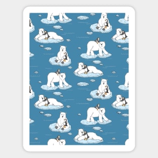 Polar Bear Loves Penguin Magnet